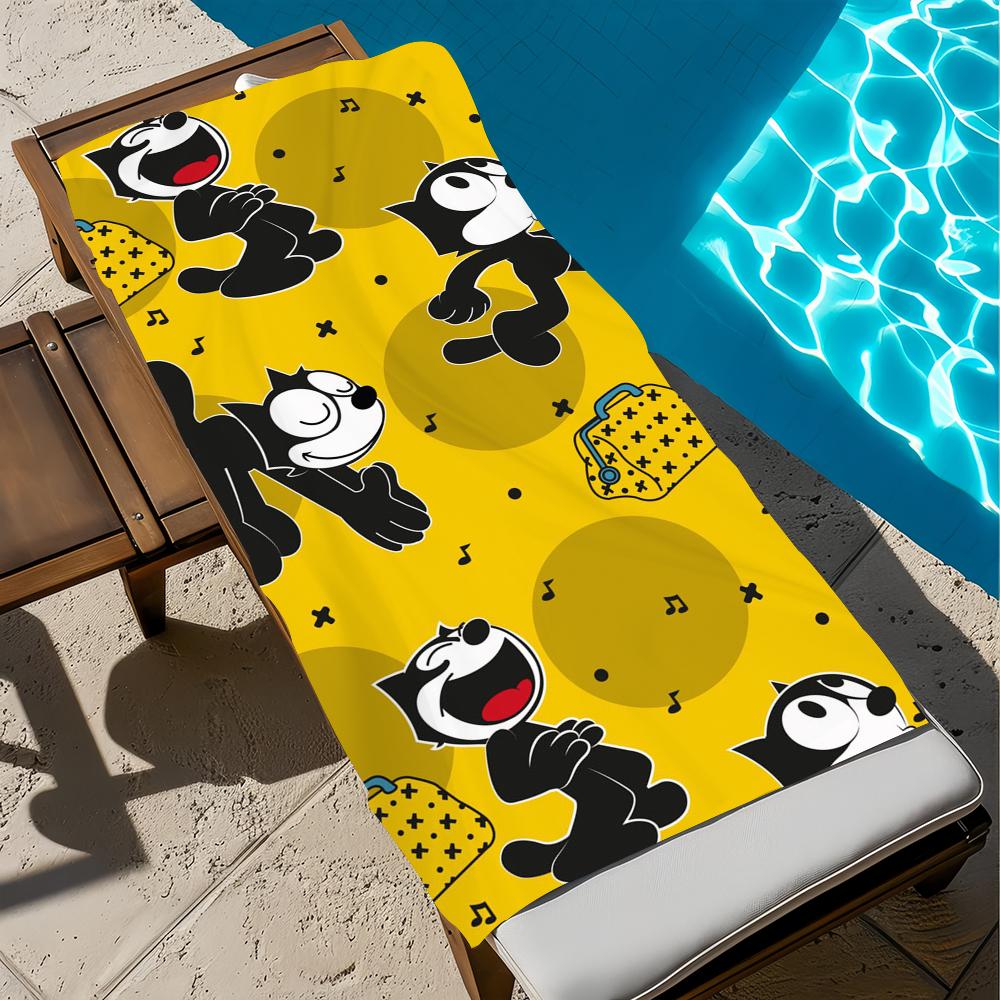 F-felix die süße C-Katze Handtuch Strand Schnelltrocknend Weich Poolhandtücher Geschenk für Reise Fitnessstudio Dusche Camping Sport