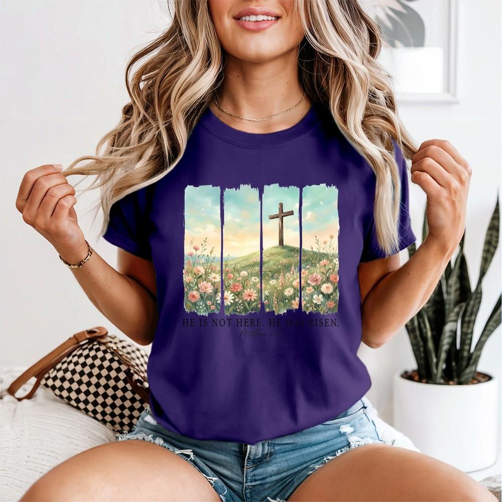 Unisexs Easter Christian Tshirt He Is Risen Religious Jesus Lover Gift