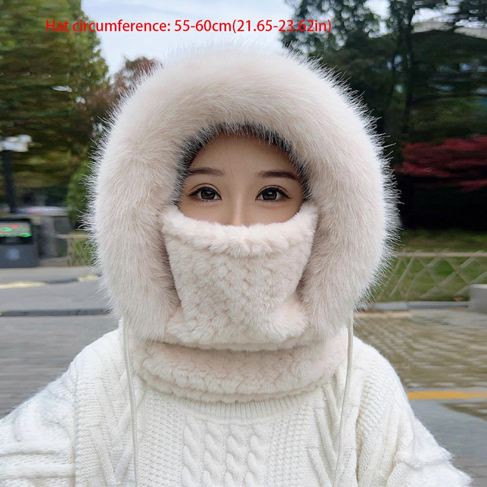 4-i-1 Luer Lue Plysj Maske Hatt Skjerf Sett Ny Pullover Lue Unisex