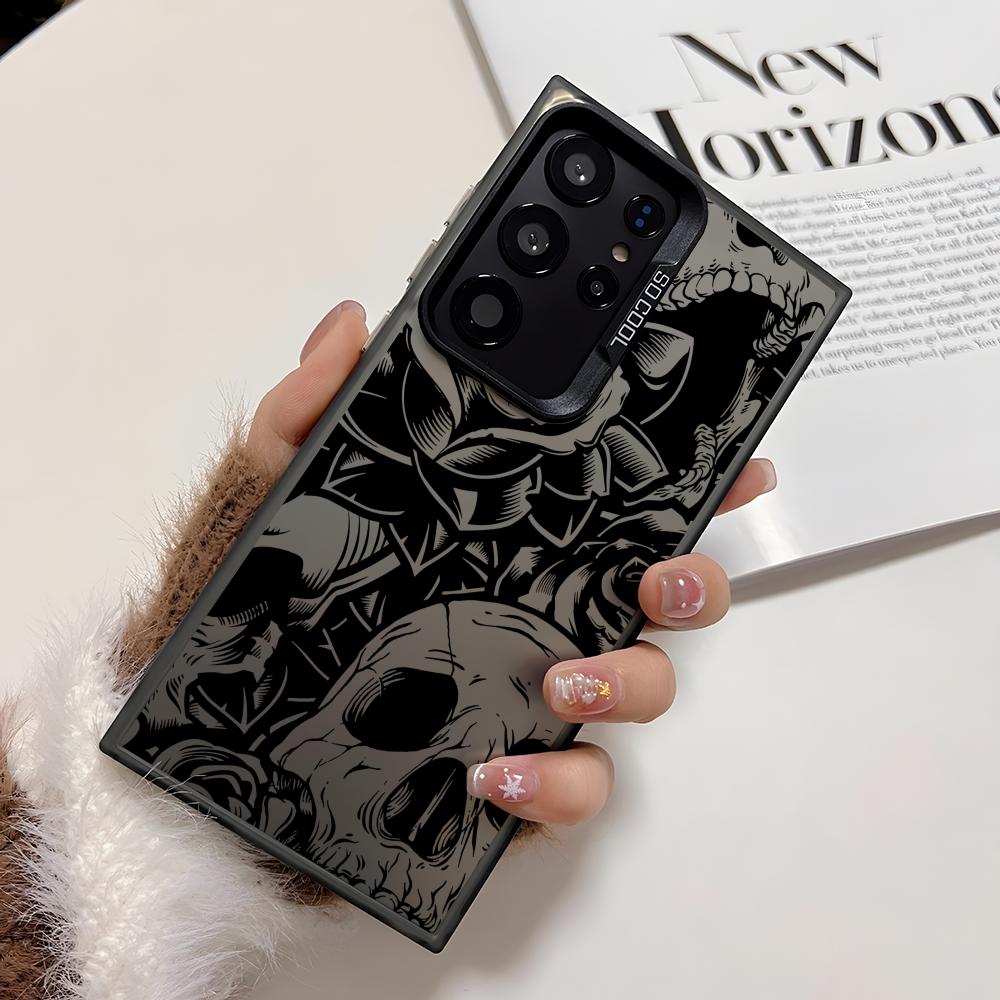 

Cool Skull Phone Case For Samsung Galaxy S25 Edge S24 S23 S22 S21 S20 Ultra Funda Silicone Silver Cover Galaxy S25plus