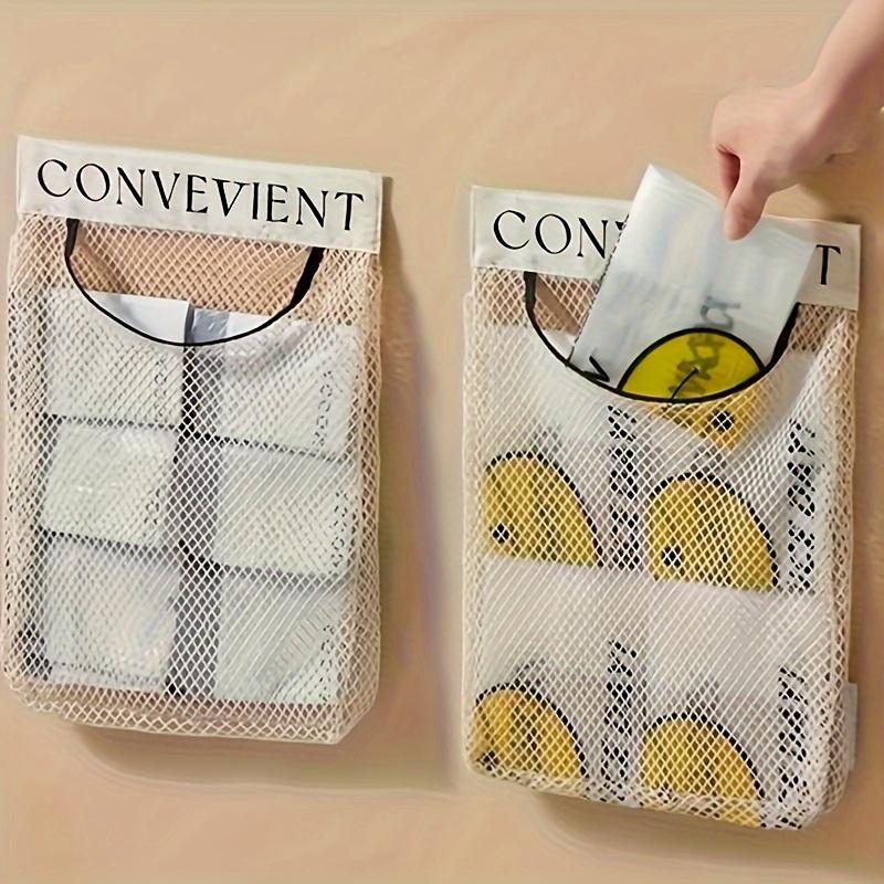 Large Capacity Mesh Storage Wall-mounted Multifunctional Storage Bag for Groceries Reusable Kitchen Storage and Organizing Tool
