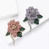 Luxury Rhinestone Rose Flower Brooches for Women Unisex Plant Pins Event Party Fashion New Gifts Decoration Clothes Accessories