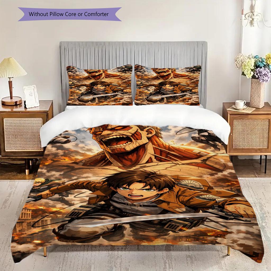 Attack Titan Set Bedding 1 Duvet Cover 2 Pillowcase Without Core Duvet Cover And Pillowcase Bedding Set Soft And Comfortable
