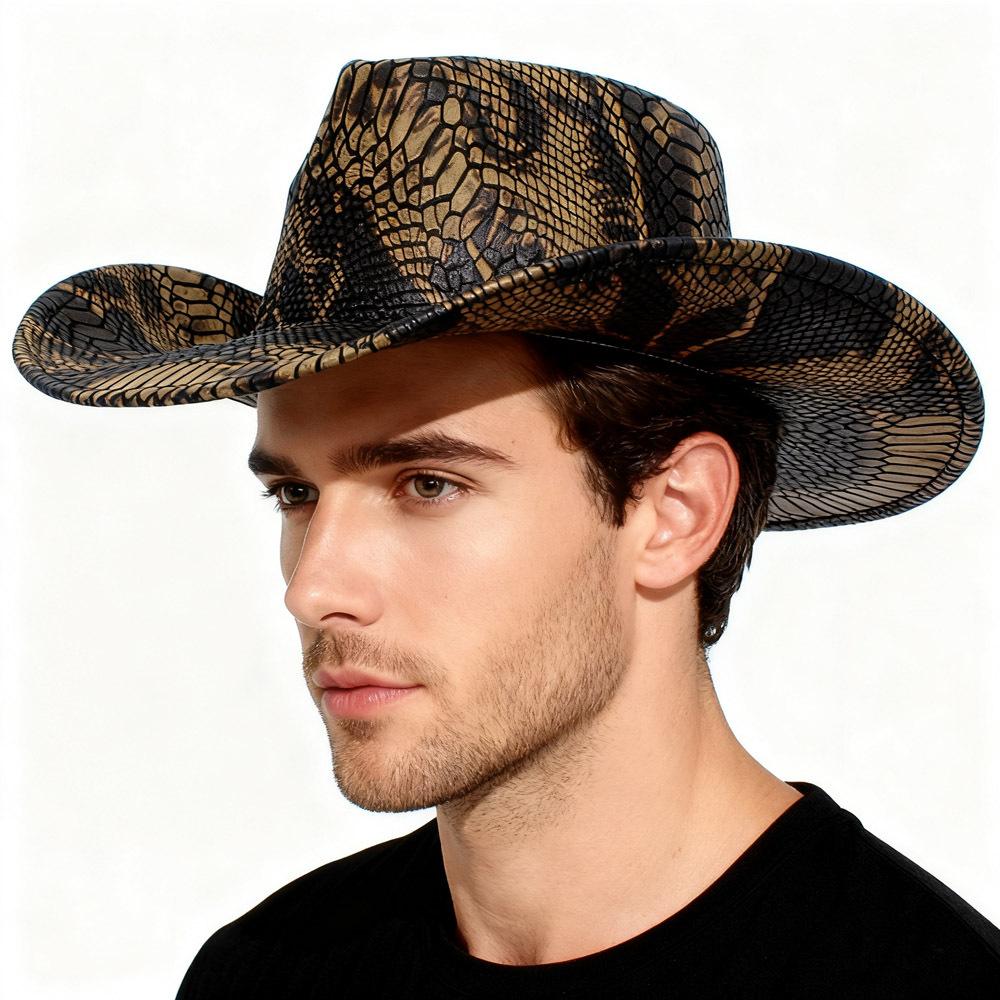 Fashion new snake pattern top hat TEMU hot-selling western cowboy hat personalized jazz hat