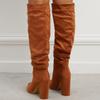 Fall Pleated Tall Boots Fashion Pointed Toe Suede Sleeve Soft Sole Non-Slip Wear-Resistant High Heels