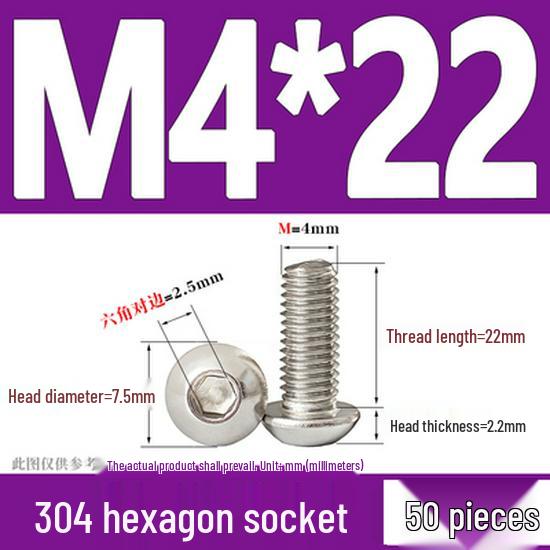 ISO7380 Stainless Steel Hex Drive Dome Head Screws - M2 to M16