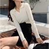 Solid Color V-Neck Long Sleeve Knit Sweater Top for Women, Spring 2025 Slim Fit