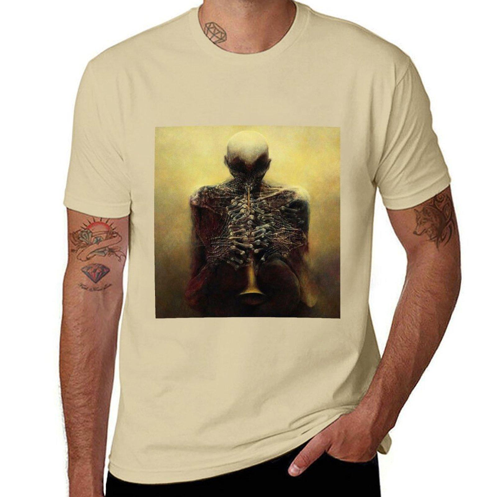 

Zdzisaw Beksinski art T-Shirt anime clothes heavyweights summer tops T-shirt men M