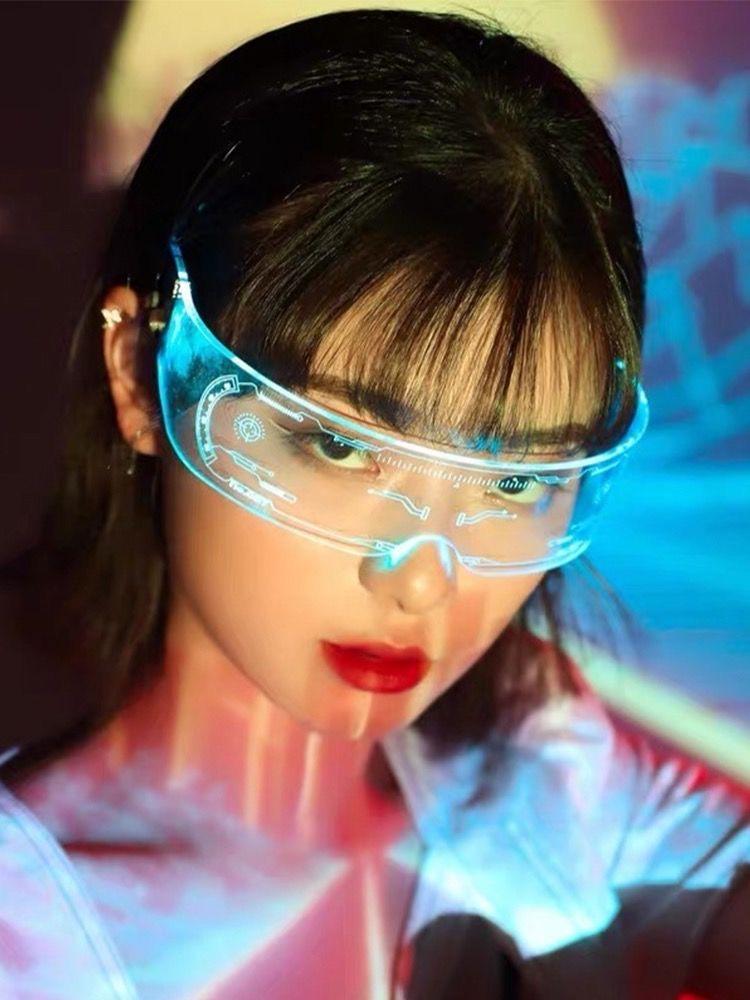 

Технологии будущего Sense, светодиодные Интернет-знаменитости Douyin в одном стиле, мигающие флуоресцентные надувные фотосветящиеся очки