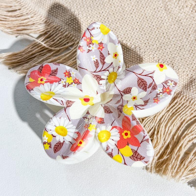 Uv-printed Frangipani HairpinFemale Seaside Vacation Back of The Head HairpinShark Clip