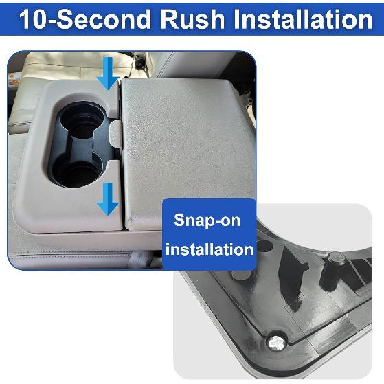 Center Console Cup Holder Armrest Replacement Pad Compatible With Ford F250 F350 F450 F550 1999-2010 Grey(Hard Plastic NOT Padded)