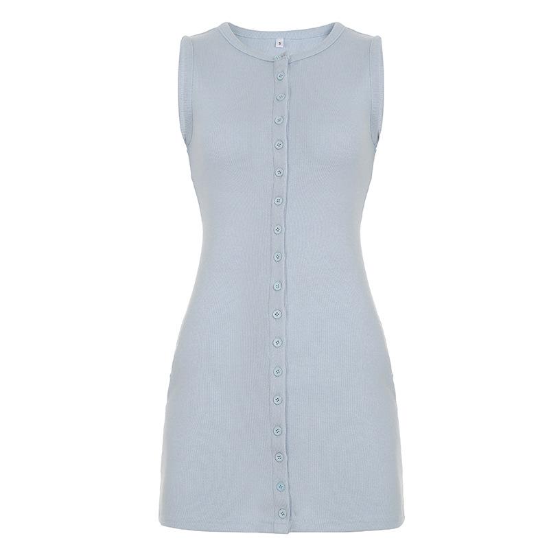 Women Beige V Neck Button Front Short Sleeve Knit Bodycon Mini Dress