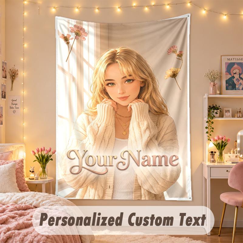 Custom Personalized Tapestry,Sabrina Carpenter Print Custom Name Text Wall Art Hanging for Bedroom