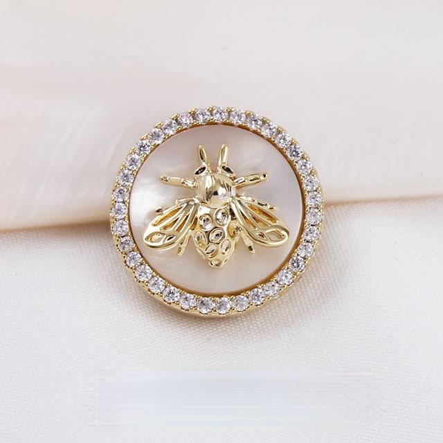 Nieuwe Dierlijke Uil Magneet Broche Zirconia Strass Bij Corsage Shirt Luxe Broches Voor Man En Vrouwen Sieraden Accessoires beige