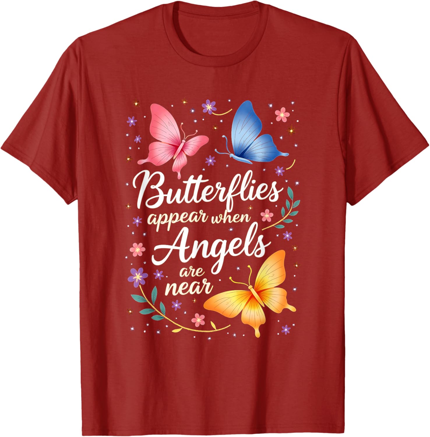 Butterflies Appear When Are Near Graphic Tee Casual Cotton Short Sleeve Round Neck T-Shirt S