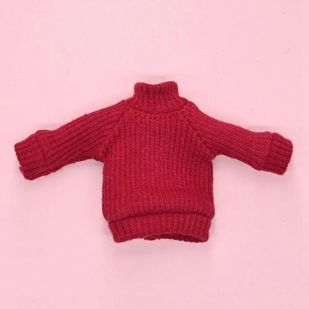 1/12 Doll Clothes Knitted High Collar Sweater For 1/11 BJD Dolls Accessories Fashion ob11 Dolls Tops Bottoming Pullover