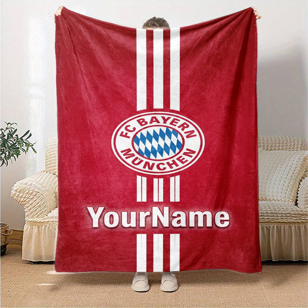 Bayern Munich Personalized Name Blanket Throw Customizable Blanket Warmthful Decor Great for Living Room Sofa Home Decor Nap Four Seasons Universal