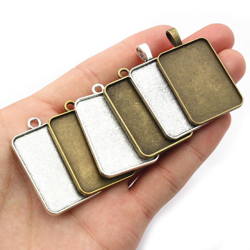 3-10pcs 18x25mm 19x38mm 25x50mm Inner Size Rectangle Pendant Cabochons Blank Base Setting Tray DIY Jewelry Making Accessories