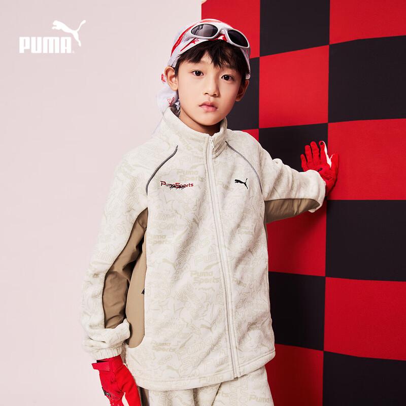 Зимняя вязаная флисовая куртка PUMA для детей 140cm кофейный