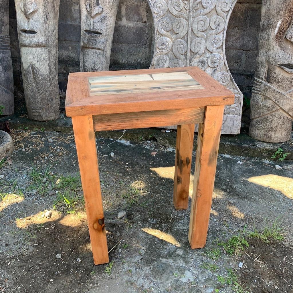 Display Stand End Table, Upcycled Teak