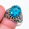 Natural Swiss Blue Topaz Gemstone 925 Sterling Silver Jewelry Ring Size 8.5 RR-66