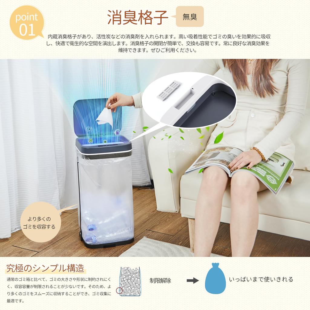 OSUDRY Garbage Bag Garbage Dust Automatic Opening and Night Light Deodorizing Battery Lid Human and Vibration Compatible with 20L To 30L Separate