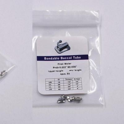 4Pcs/Pack Dental Orthodontic 1st Molar Bracket Buccal Tube Bondable Roth 022