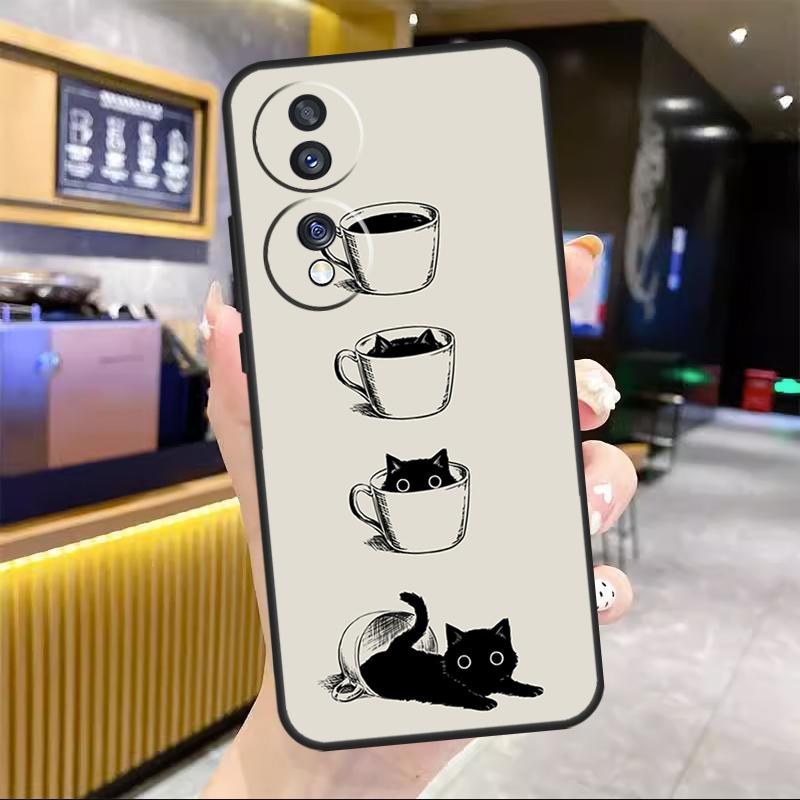 

Black Cats Ink Cute Pet Witch Art Cover For Honor Magic 4 Lite Magic 5 Pro X6a X7a X8 X9a Honor 8X 9X 10 50 70 90 Lite Case Honor 50
