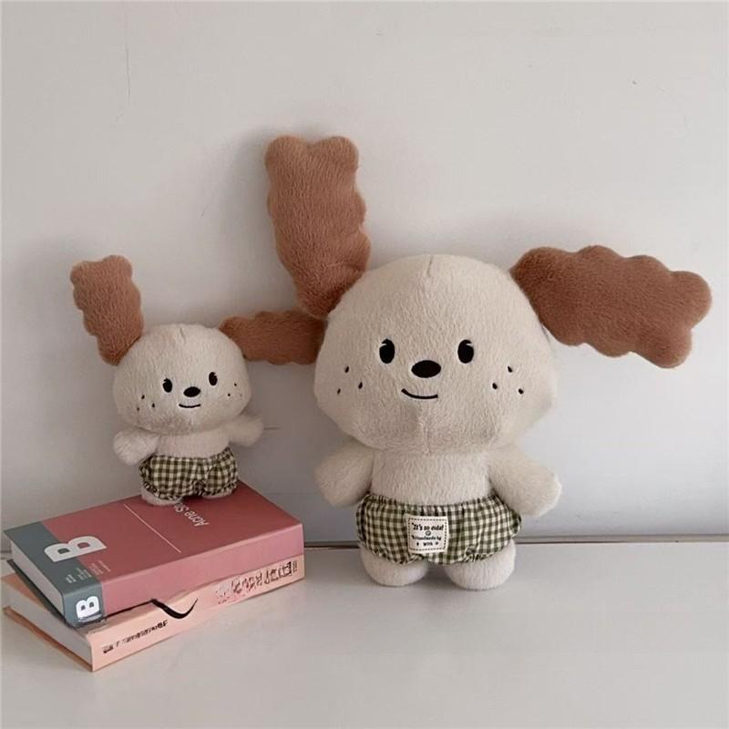 Plush Rabbit Doll With Checkered Shorts Decoration For Kids And Bedroom Decor
