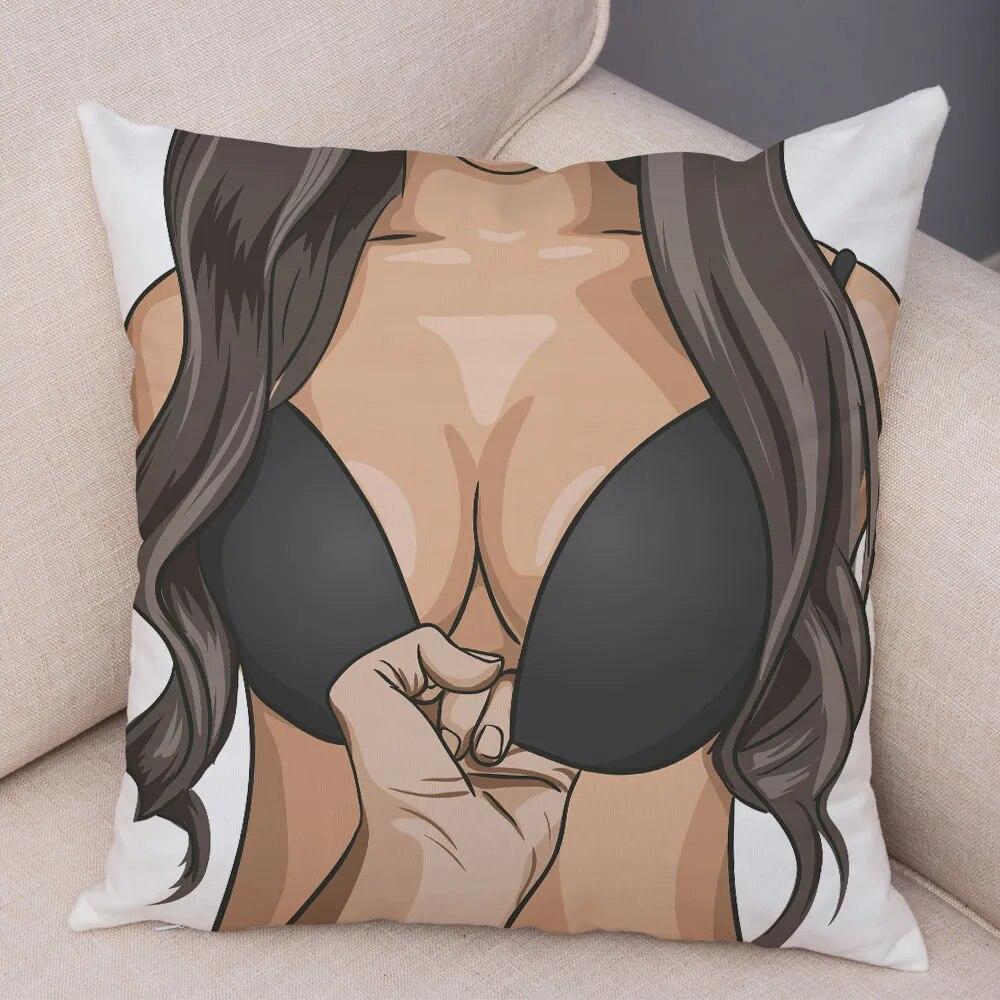 Sofa Car Home Fashion Girl Pillowcase Beautiful Sexy Ladies  Decoration Cartoon  Chest Cushion Cover