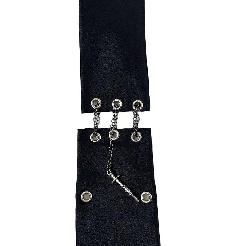 

Handmade dark punk no-zipper men s and women s black chain tie birthday gift