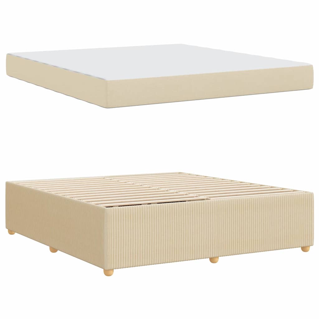 Cream Upholstered Bed Frame with Mattress 180 x 200 cm Fabric