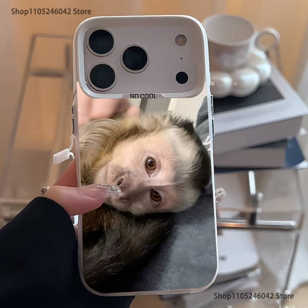 Monkey Sipping C-Caprisun Phone Case For iPhone 17,16,15,14,13,12,11,Pro,XS,Max,Plus,Mini,SE4,E White Matte Shockproof Cover