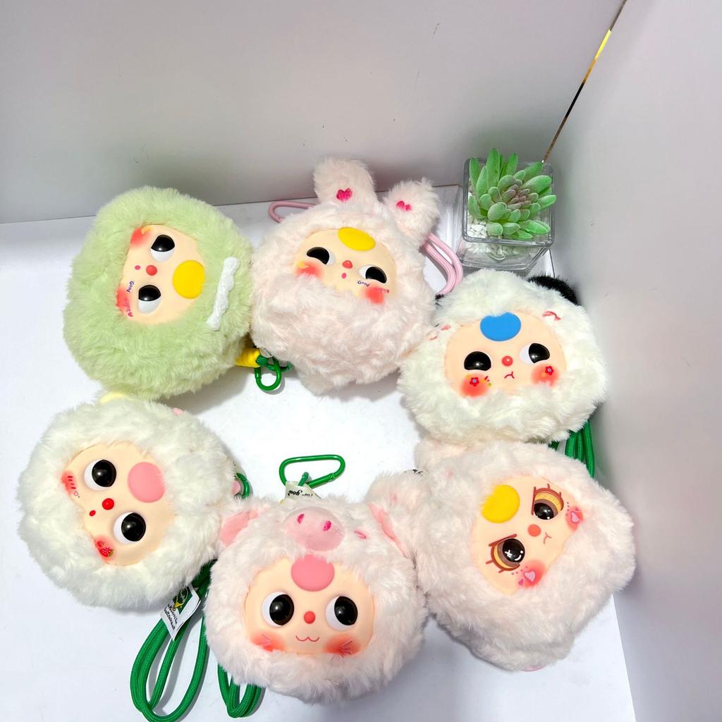 Cute Plush Panda Vinyl Toy Cartoon Bag Pendant Lovely Fluffy Chicken Keychain Ornament Girlfriend Birthday Gift