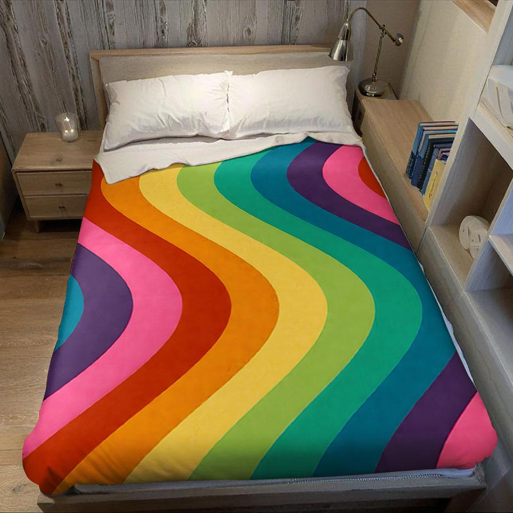 Retro Wavy Stripe Flannel Blanket Warm Soft Halloween Christmas Couch Warm Cozy Decorative Decor Gift For All Season