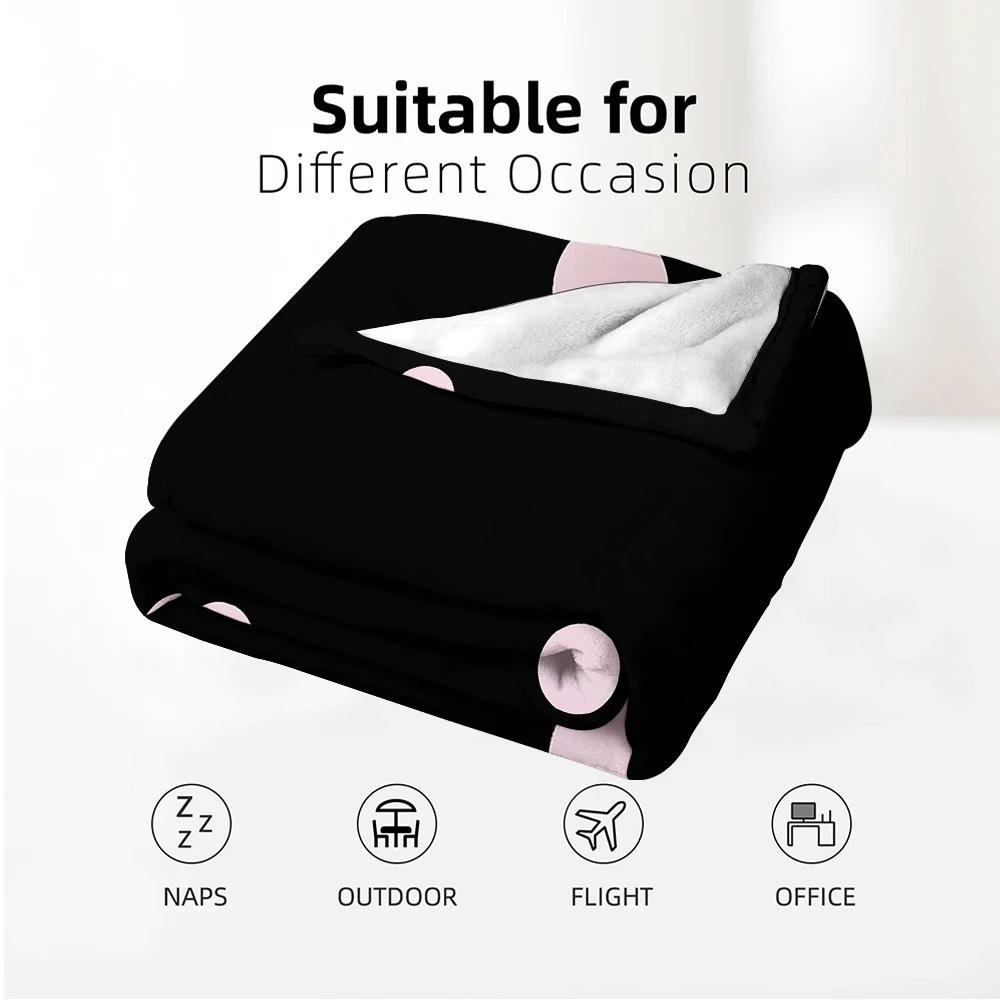 Schwarz Rosa Gepunktet Minimal Anime Cartoon Flanelldecke Weiche Warme Überwurfdecke für Schlafzimmer Sofa Auto Kinder Urlaubsgeschenk