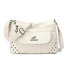 Einfarbige Damen Crossbody-Tasche mit geripptem Panel und Nieten-Details Elegante Kunstleder-Umhängetasche für den täglichen Gebrauch