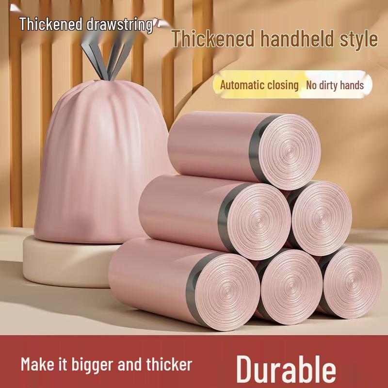 Ice Berry Extra Thick Large Pink Garbage Bags with Handles for Kitchen and Dormitory Use