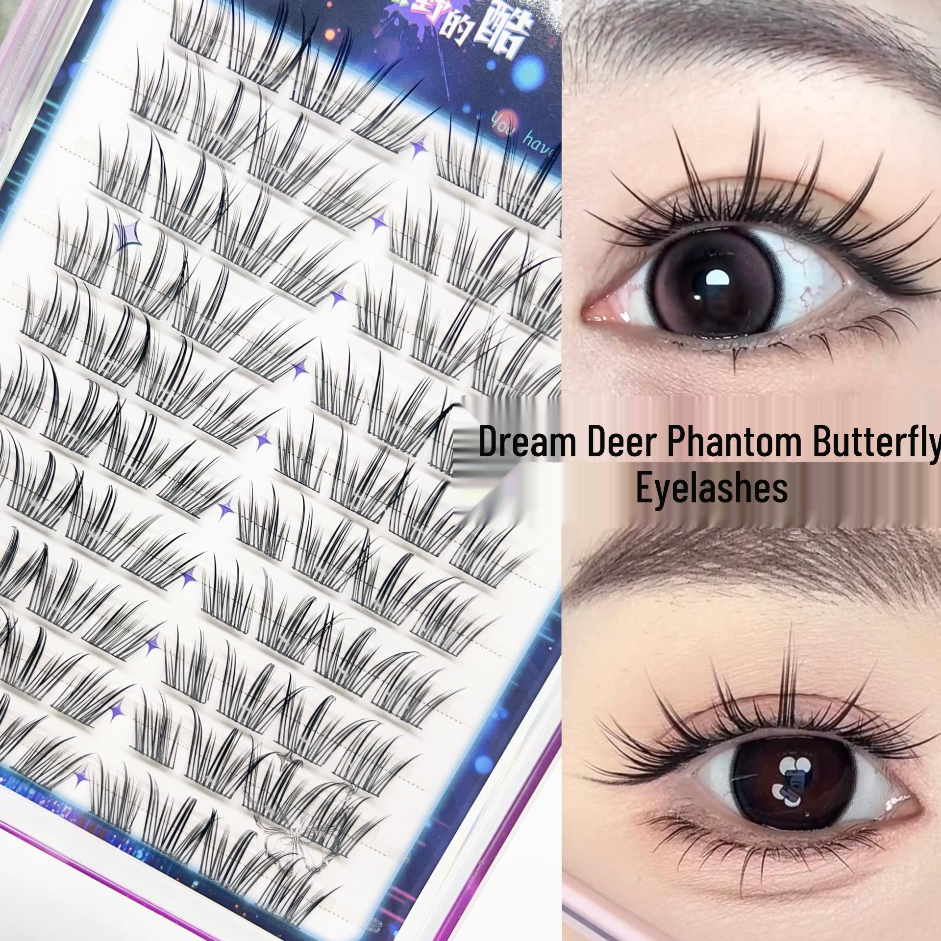 Dream Deer Blue Tear Glue-on False Eyelashes - Natural Manga Style for Beginners