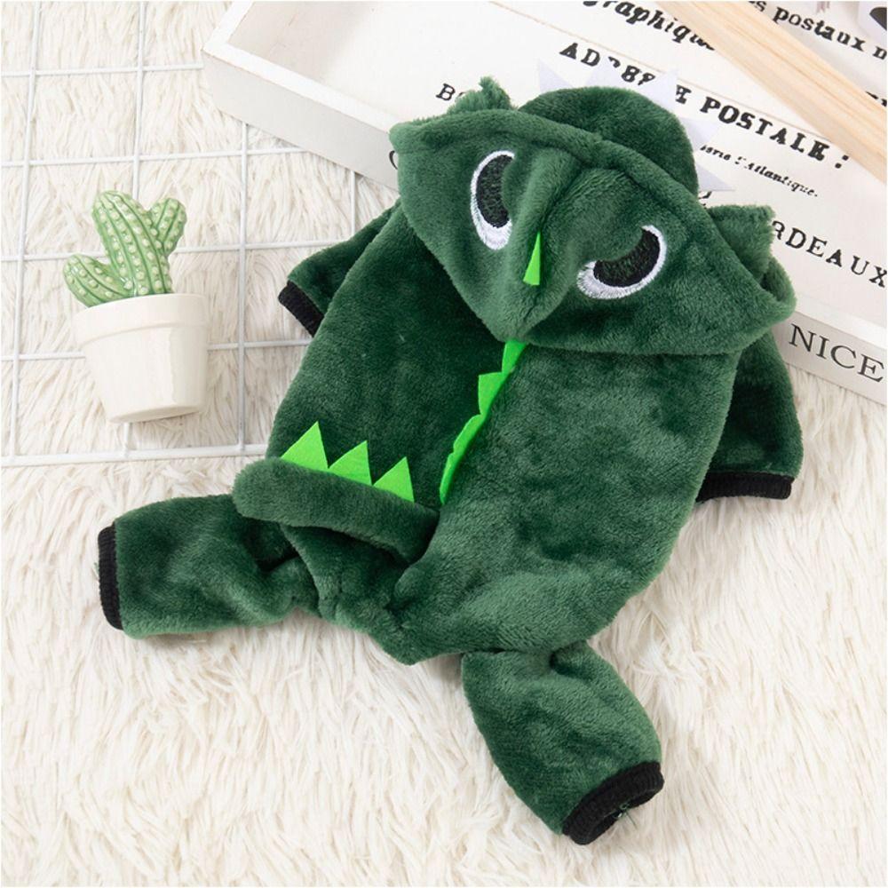 Windproof Dinosaur Jumpsuit Thickened Dog Sweater Cute Pet Costume  Winter