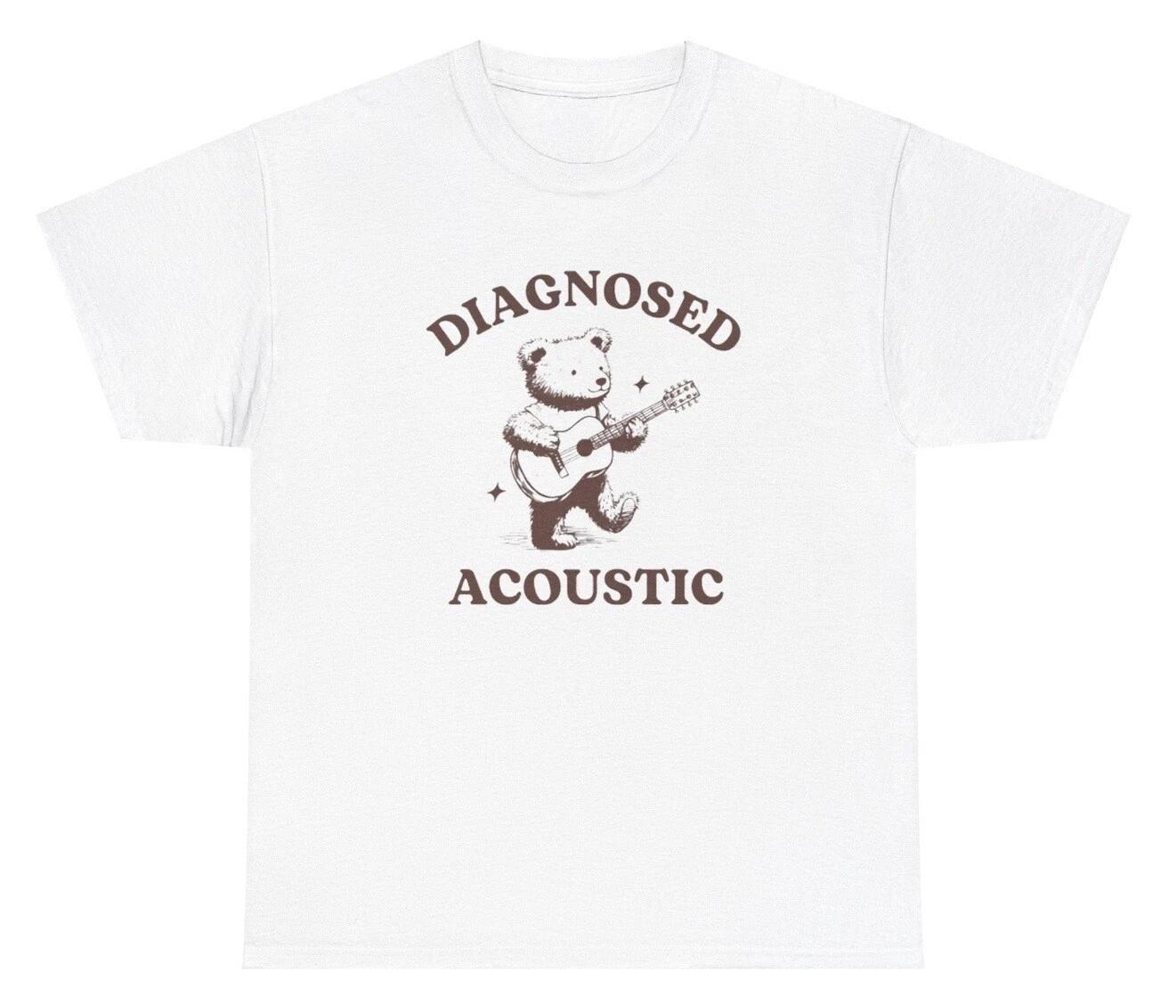 

Diagnosed Acoustic Bear Guitar T Shirt Funny Autistic Autism Animal Humor Tee M