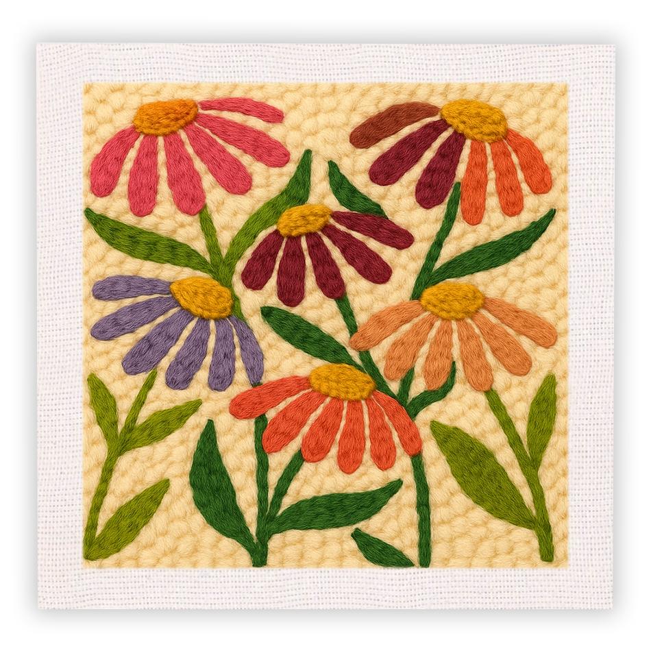 Punch Needle Embroidery Kits for Adults Beginner Flower Embroidery Poking Punch Needle Kit with Yarn Painting DIY Crafts