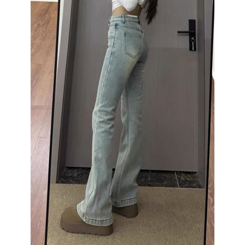 Übergröße Retro Stretch Hohe Taille Micro Flare Jeans für Birnenförmige Frauen - Schlankmachende Gerade Bein Bootcut Hosen für Frühling und Herbst