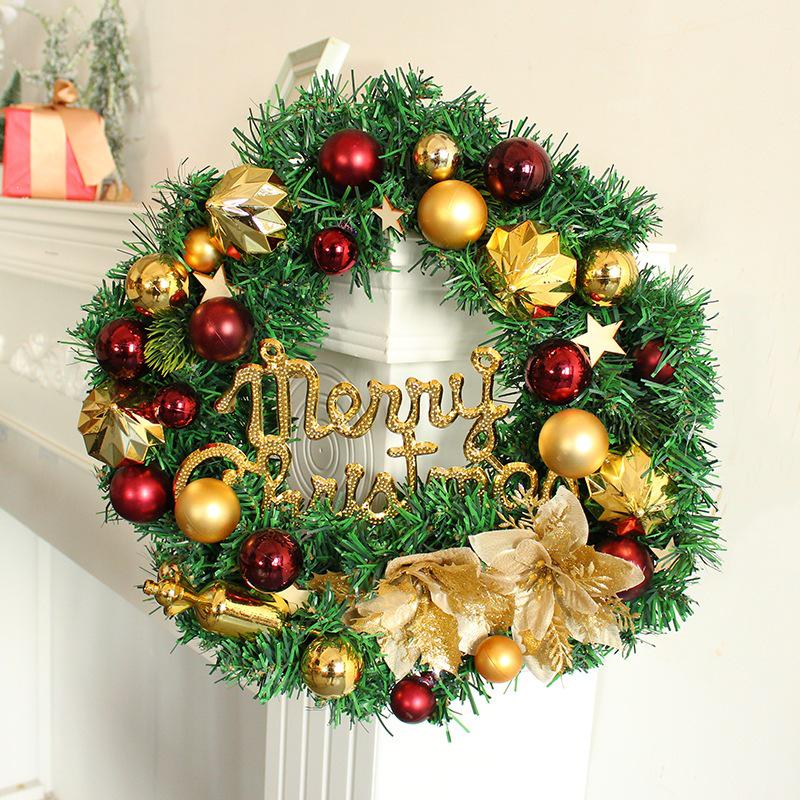 Christmas Door Wreath with Artificial Flowers and Baubles for Home Decoration