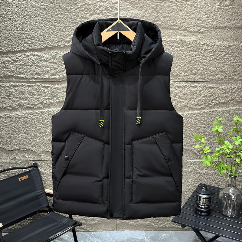 

Autumn and Winter Warm Waistcoat Thickened Vest Trend Waistcoat Casual Down Cotton Coat Outer Wear Work Clothes M чёрный