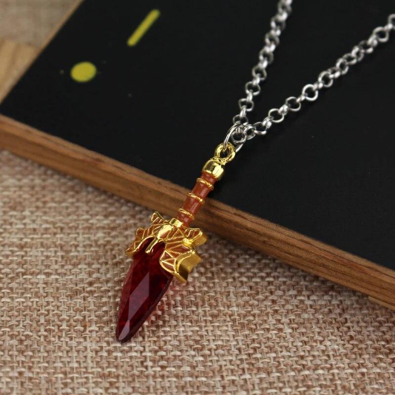 Game Necklace Aghanim's Scepter Necklace Blue Red Green Stone Scepter Stone Pendant For Women Men Cosplay Gifts