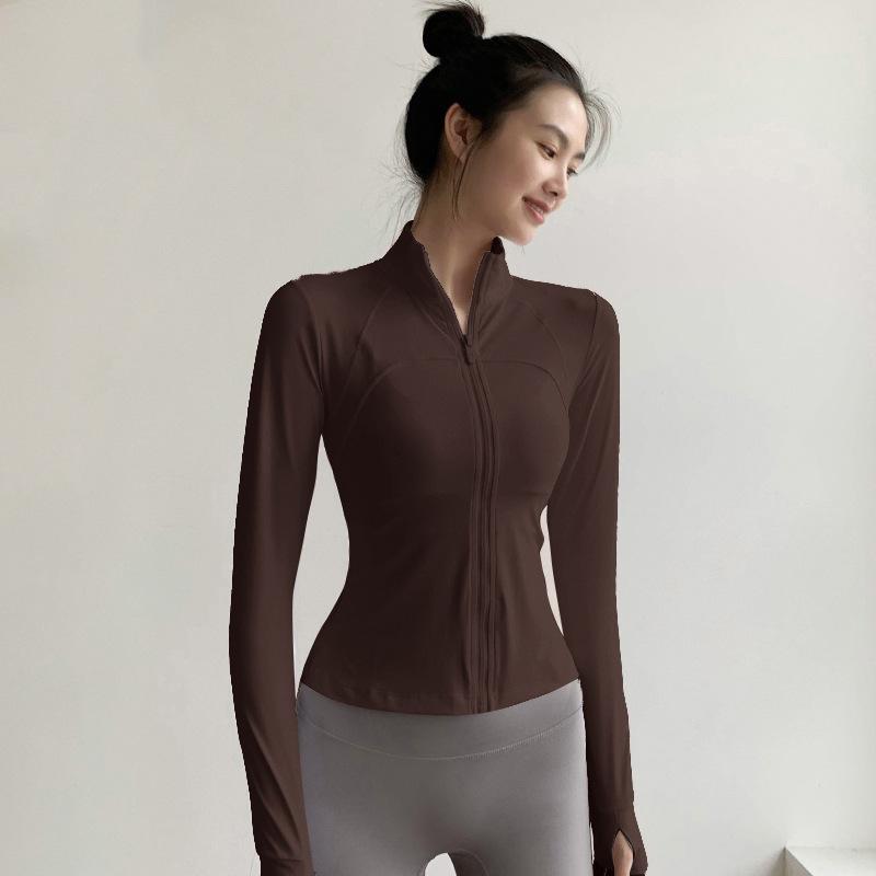 Spring Yoga Clothes, Women's Long-sleeved Jackets, Running Training, Fitness Clothes, Quick-drying, Windproof, and Exercise Clothes.
