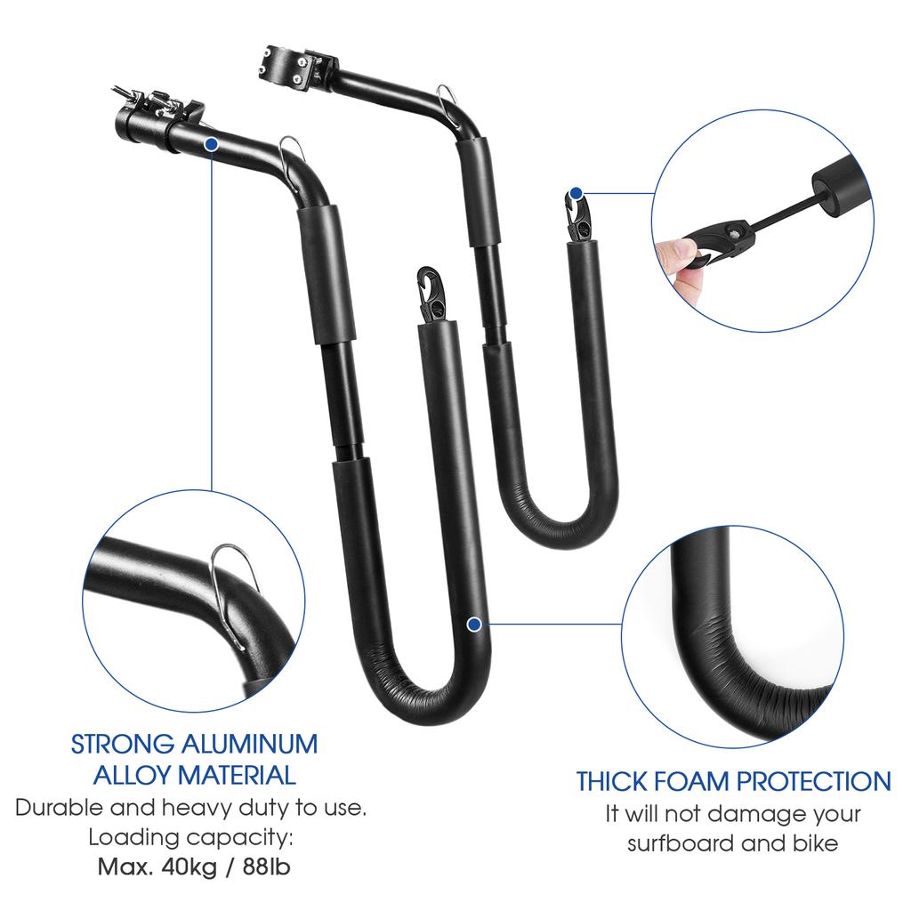 Bike Surfboard Rack Easy To Install Aluminum Alloy Foam Longboard Carrier Holder Rack