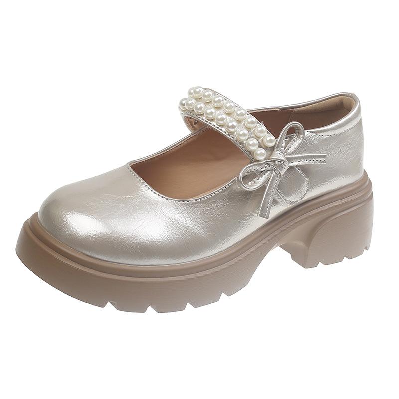 Fashion Hot Selling 2025 Thick Bottom Mary Jane Shoes Women Autumn New Pumps Fashion Pearl Retro Thick High Heel Loafers Women's Shoes
