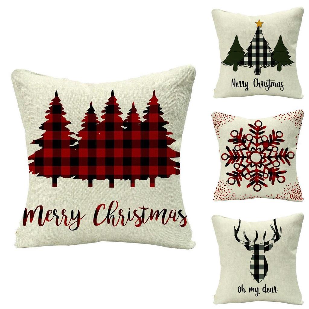 Cozy Multicolor Christmas Cushion Cover Made Of Soft Eco-friendly Linen Material